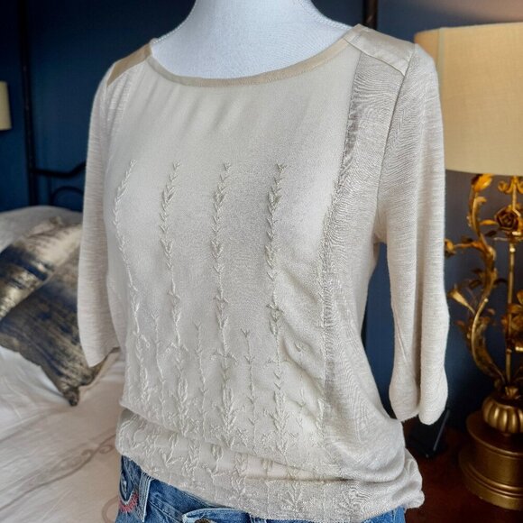 Lucky Brand Cream  Chiffon Embroidered Shirt - Picture 6 of 10